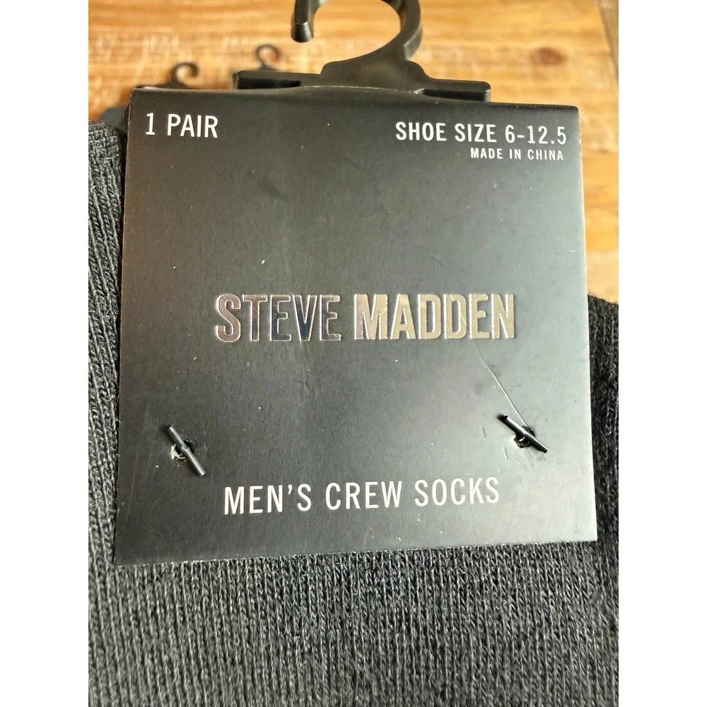 NWT Steve Madden Mens‎ Crew Socks 3 LOT Black Olive Green Rose Mom Hustle 6-12.5